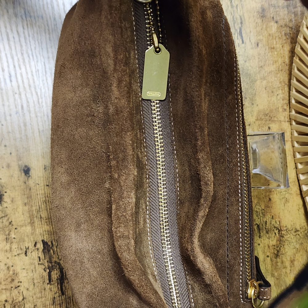 Coach Brown Suede Bag with Gold Detail-Vintage - Picture 6 of 14